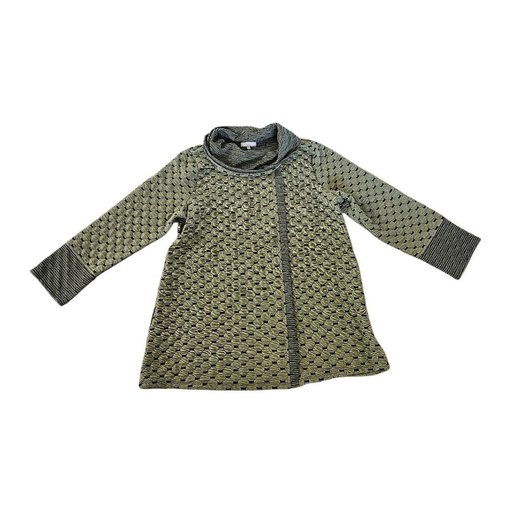 Habitat Clothes To Live In Womens Large Olive Green Textured Cowl Neck Tunic Top